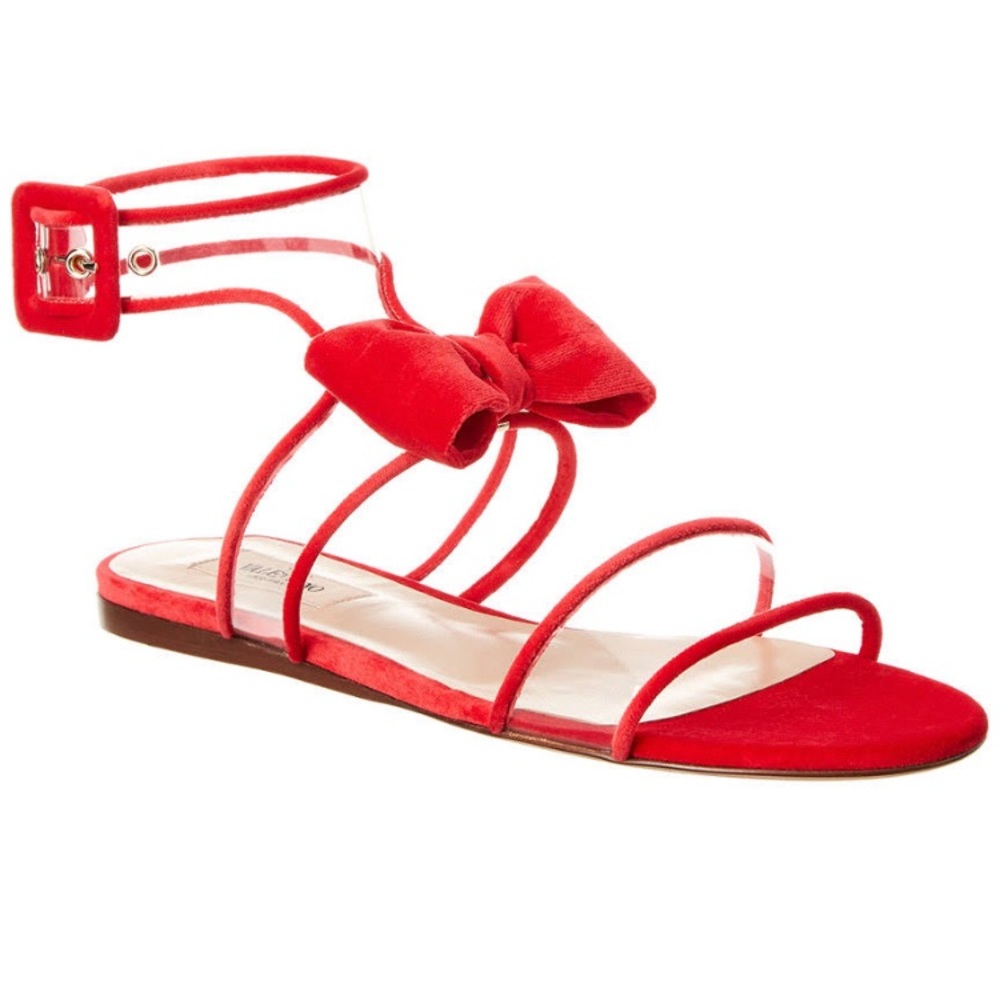 Valentino Dolly-Bow Velvet Sandals (NIB)